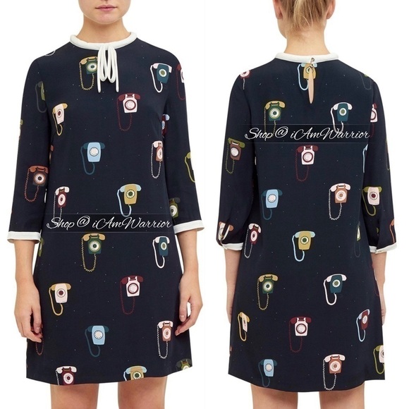 Ted Baker RARE mod telephone print shift dress *shop@iamwarrior - Picture 2 of 15